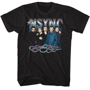 NSYNC COOL TONES AND FLAMES S T-Shirt in Black