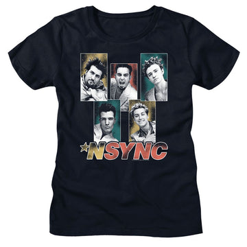 NSYNC SPARKLY BOXES LADIES LADIES S T-Shirt in NAVY
