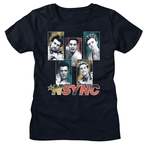 NSYNC SPARKLY BOXES LADIES LADIES S T-Shirt in NAVY