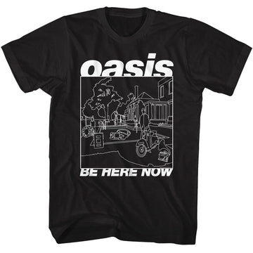 OASIS BE HERE NOW LINE ART S T-Shirt in Black