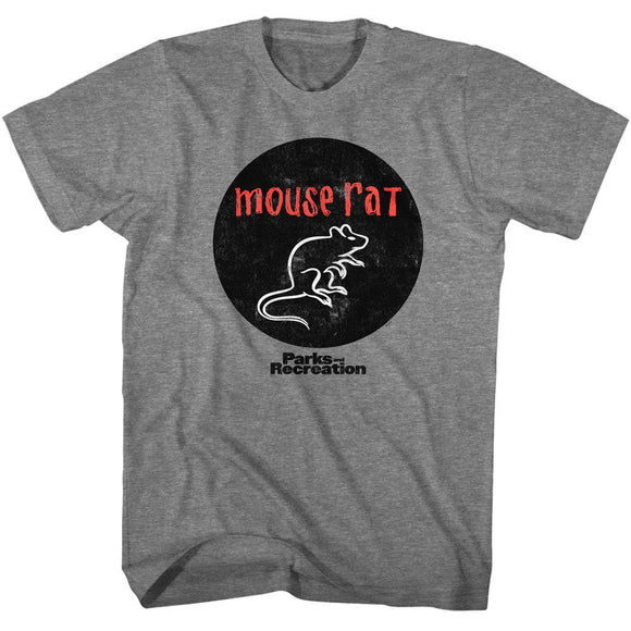 PARKS AND RECREATION MOUSE RAT CIRCLE LOGO S T-Shirt in Graphite Heather