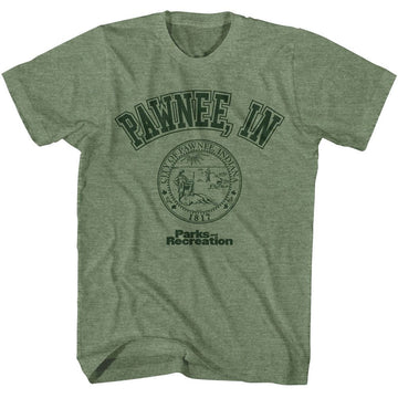 PARKS AND RECREATION PAWNEE IN S T-Shirt in Military Green Heather