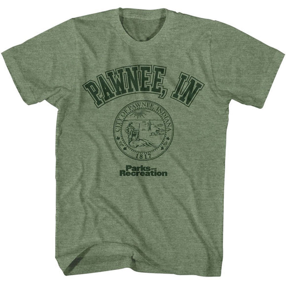 PARKS AND RECREATION PAWNEE IN S T-Shirt in Military Green Heather