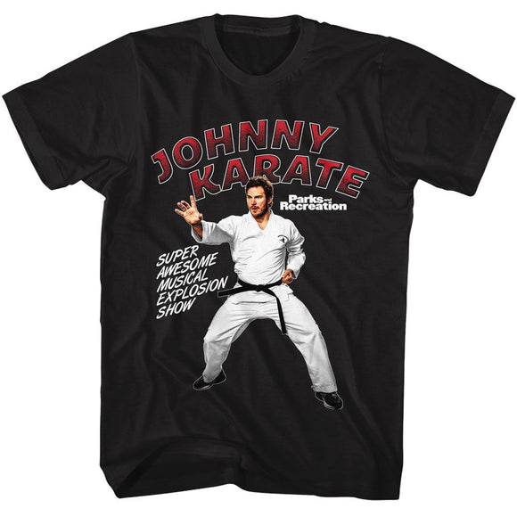 PARKS AND RECREATION JOHNNY KARATE S T-Shirt in Black