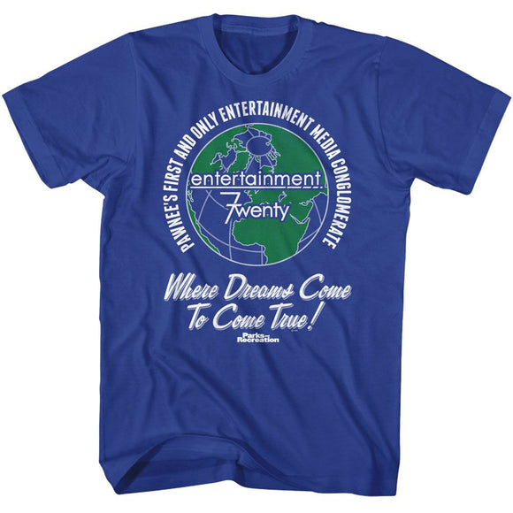 PARKS AND RECREATION DREAMS COME 2 COME TRUE S T-Shirt in Royal