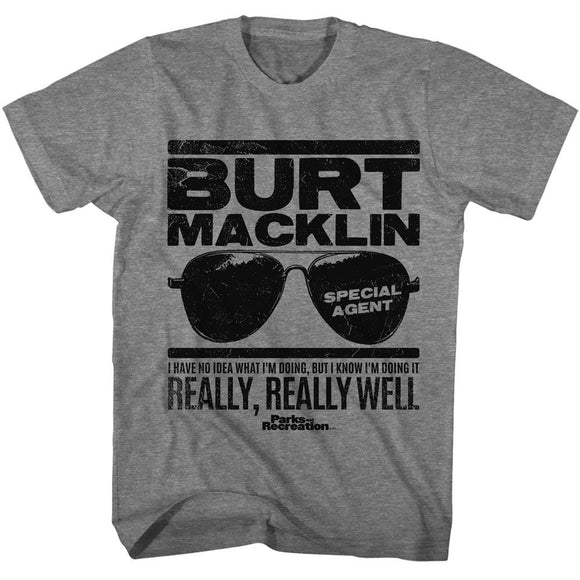 PARKS AND RECREATION BURT MACKLIN S T-Shirt in Graphite Heather