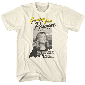 PARKS AND RECREATION GREETINGS FROM S T-Shirt in Natural