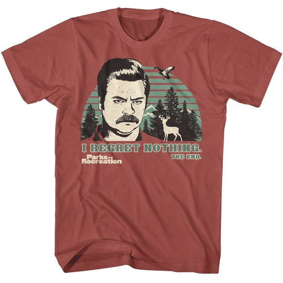 PARKS AND RECREATION I REGRET NOTHING S T-Shirt in Terracotta