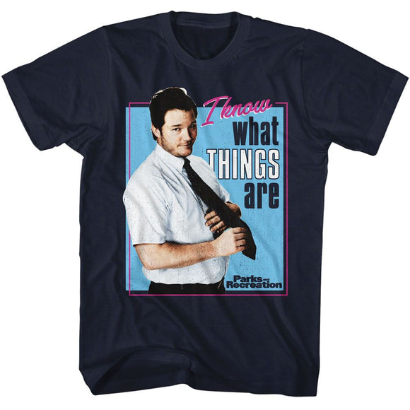 PARKS AND RECREATION I KNOW WHAT THINGS ARE S T-Shirt in NAVY