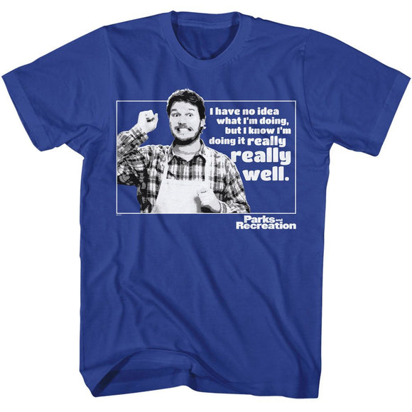 PARKS AND RECREATION NO IDEA WHAT IM DOING S T-Shirt in Royal