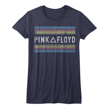 PINK FLOYD RAINBOWS LADIES S T-Shirt in NAVY