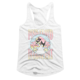 PINK FLOYD PALM TREES LADIES SLIMFIT RACERBACK S T-Shirt in White
