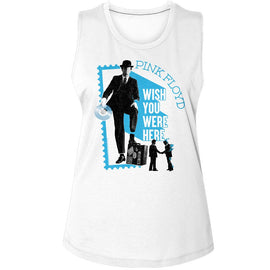 PINK FLOYD PF WYWH LADIES MUSCLE TANK S T-Shirt in White