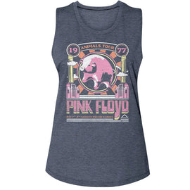 PINK FLOYD ANIMALS TOUR 1977 LADIES MUSCLE TANK S T-Shirt in Antique Denim