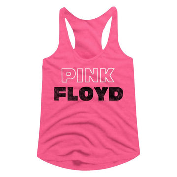 PINK FLOYD PNK WHT OUTLINE LADIES SLIMFIT RACERBACK S T-Shirt in HOT PINK
