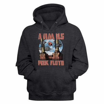 Pink Floyd Animals Charcoal Heather Adult Hooded Sweatshirt
