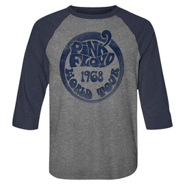 PINK FLOYD 1968 WORLD TOUR 3/4 SLEEVE S T-Shirt in Premium Heather/vintage NAVY