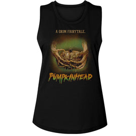 PUMPKINHEAD CLAWS HOLDING A NASTY PUMPKIN LADIES MUSCLE T-Shirt in Black