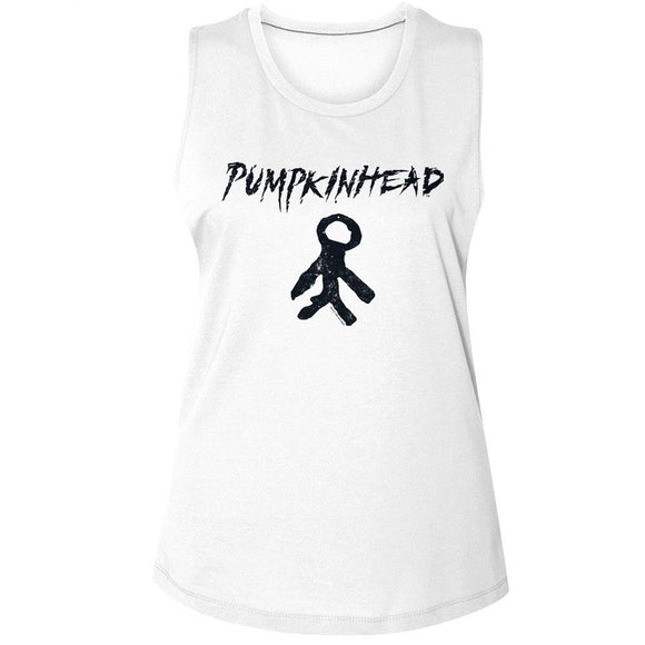 PUMPKINHEAD CHARM AND LOGO LADIES MUSCLE TANK S T-Shirt in White