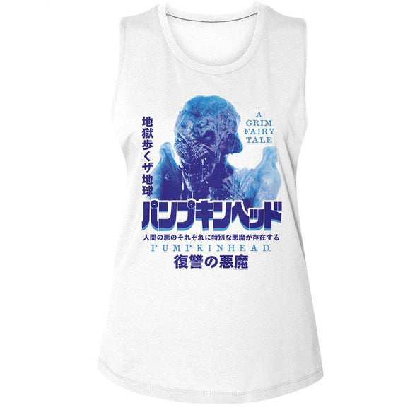 PUMPKINHEAD KANJI POSTER LADIES MUSCLE TANK S T-Shirt in White