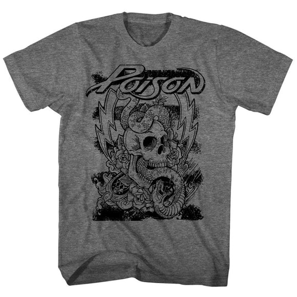 POISON SKULL SNAKE LIGHTNING S T-Shirt in Graphite Heather