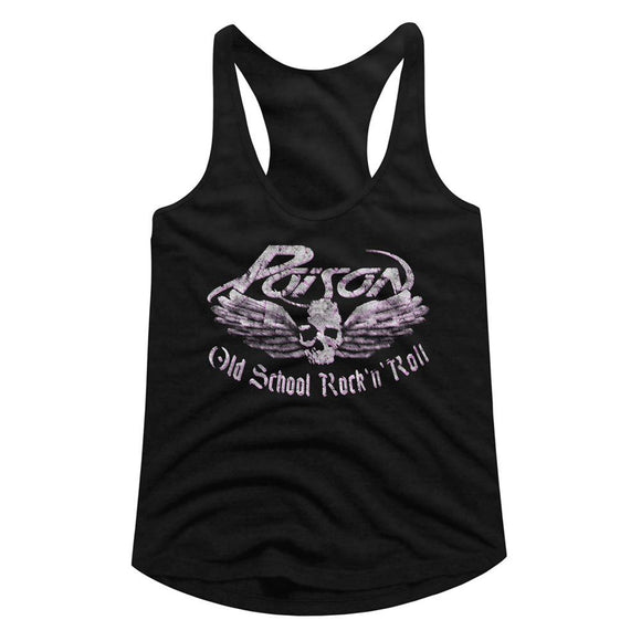 POISON OLD SCHOOL ROCK N ROLL LADIES SLIMFIT T-Shirt in Black