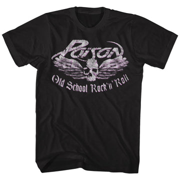 POISON OLD SCHOOL ROCK N ROLL S T-Shirt in Black