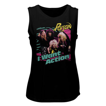 POISON BRIGHT ACTION LADIES MUSCLE TANK S T-Shirt in Black