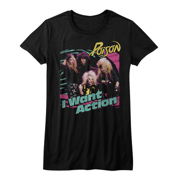 POISON BRIGHT ACTION LADIES S T-Shirt in Black