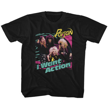 POISON BRIGHT ACTION TODDLER 2T T-Shirt in Black