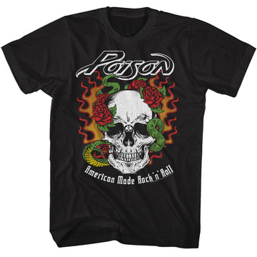 POISON FLAME SKULL WITH SNAKE S T-Shirt in Black