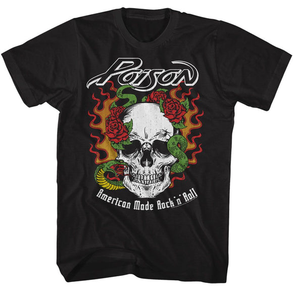 POISON FLAME SKULL WITH SNAKE S T-Shirt in Black