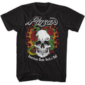 Poison Poison Flame Skull With Snake Adult T-Shirts