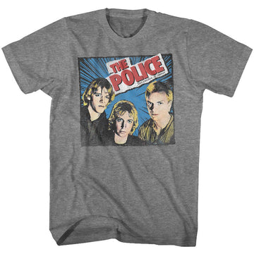 THE POLICE COMIC ISH S T-Shirt in Graphite Heather