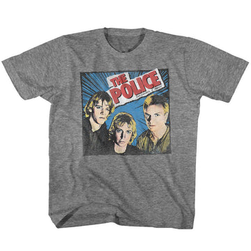 THE POLICE COMIC ISH YOUTH XS 5 6 T-Shirt in Graphite Heather