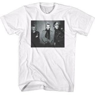 The Police The Police Bw Against Wall Adult T-Shirts