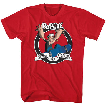 POPEYE BORN TO SKATE S T-Shirt in RED