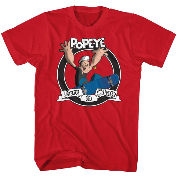 POPEYE BORN TO SKATE S T-Shirt in RED