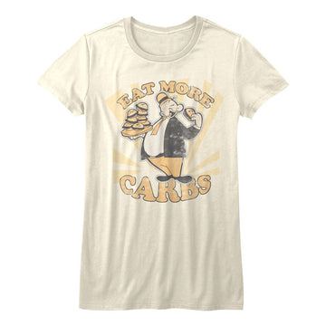 POPEYE EAT MORE CARBS LADIES S T-Shirt in Vintage White