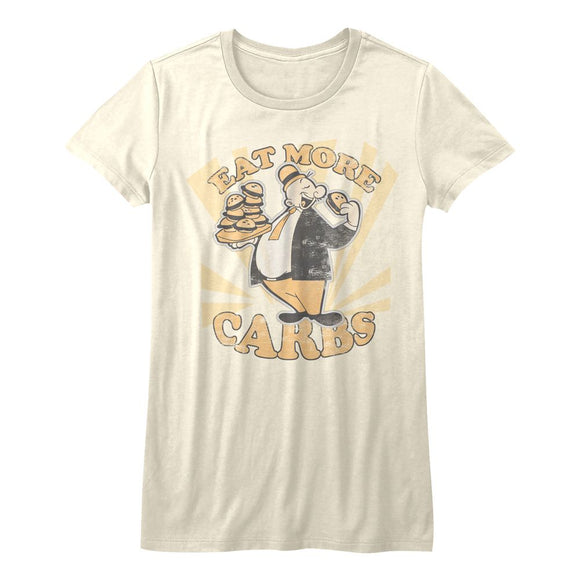 POPEYE EAT MORE CARBS LADIES S T-Shirt in Vintage White