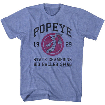 POPEYE BIG BALLER SWING S T-Shirt in Light BLUE Heather