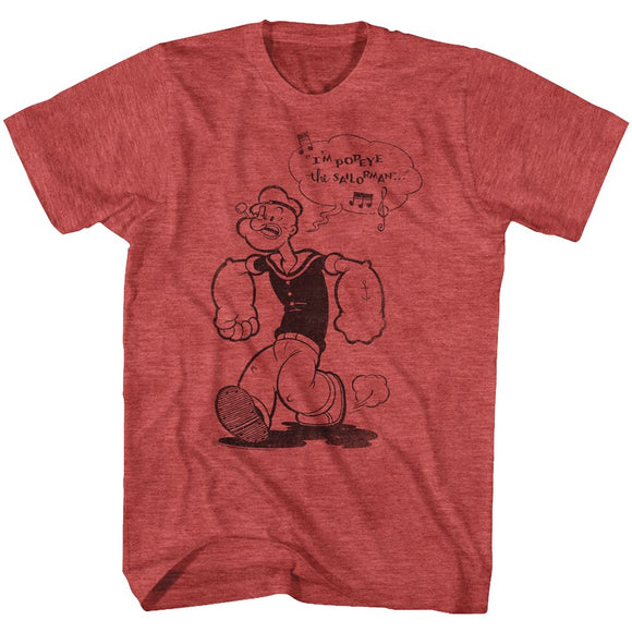POPEYE SAILORMAN S T-Shirt in RED Heather