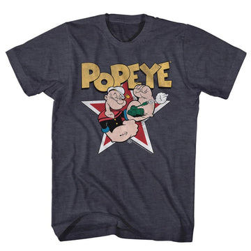POPEYE STAR S T-Shirt in NAVY Heather