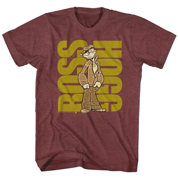 POPEYE BOSS S T-Shirt in Vintage Maroon Heather