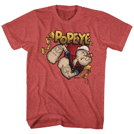 POPEYE GOLD BANNER S T-Shirt in RED Heather