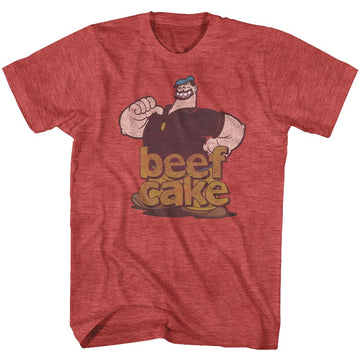 POPEYE BEEFCAKE S T-Shirt in RED Heather