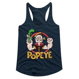 POPEYE SPINACH LADIES RACERBACK S T-Shirt in Midnight NAVY