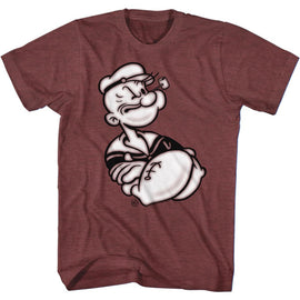 POPEYE ARMS CROSSED S T-Shirt in Vintage Maroon Heather