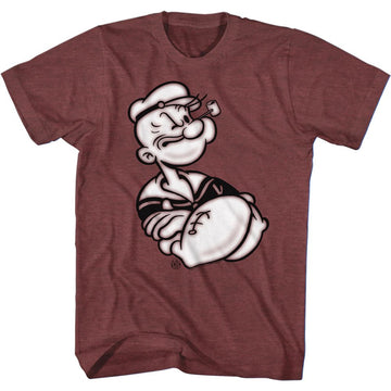 POPEYE ARMS CROSSED S T-Shirt in Vintage Maroon Heather