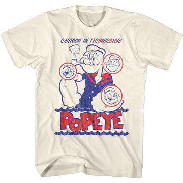 POPEYE CARTOON IN TECHNICOLOR S T-Shirt in Natural